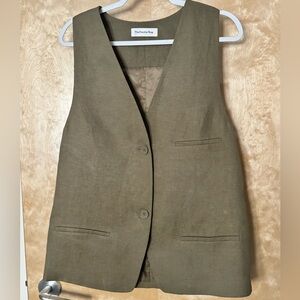 The Frankie Shop Khaki Green Linen blend Vest